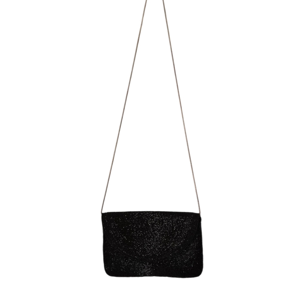 Elegant Black Beaded Women's Small  Shoulder Bag Vintage - Picture 7 of 9